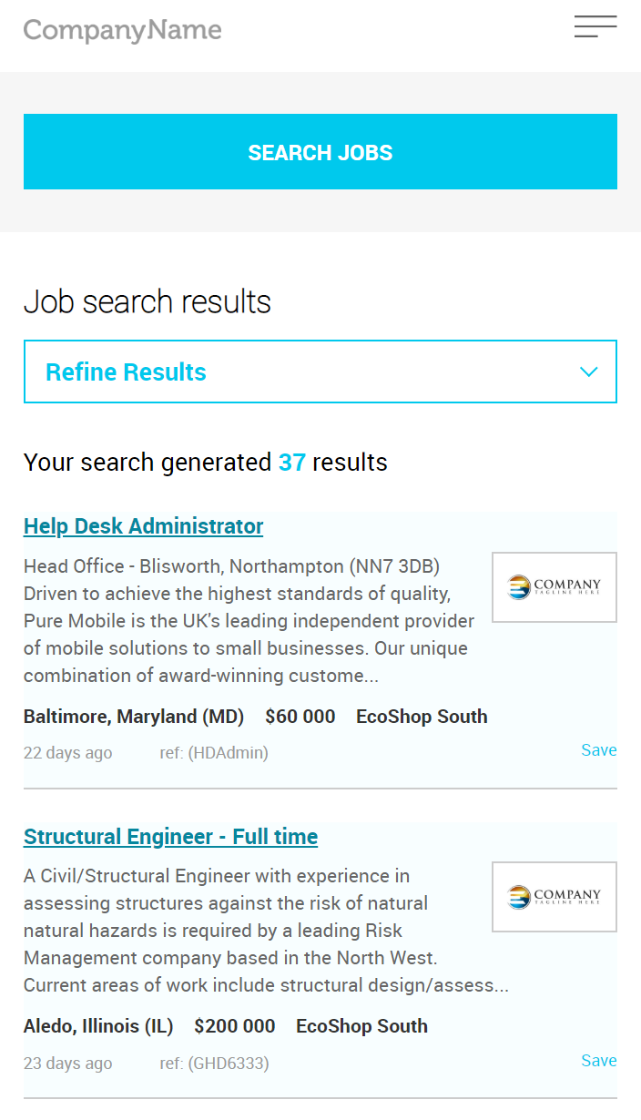 Mobile enabled job board software job search