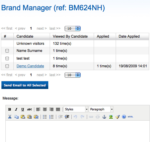candidate messaging by employer