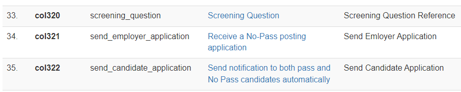 Screening questions fields