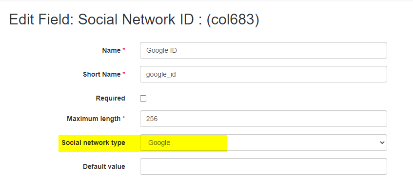 Add Google field in admin