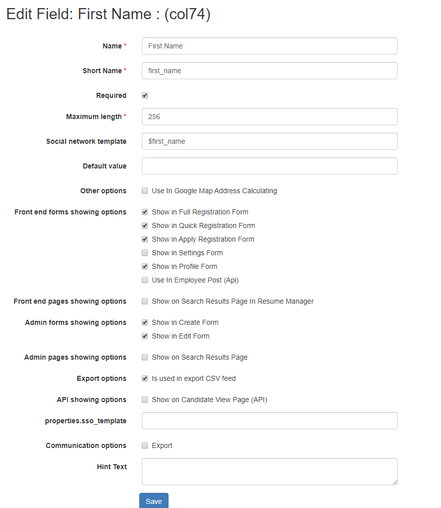 Candidate field change