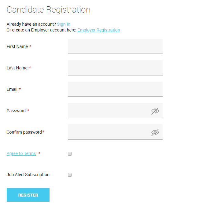 Candidate registration form