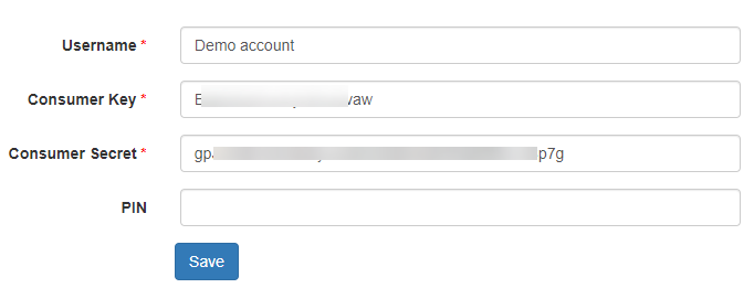 Create twitter account in admin