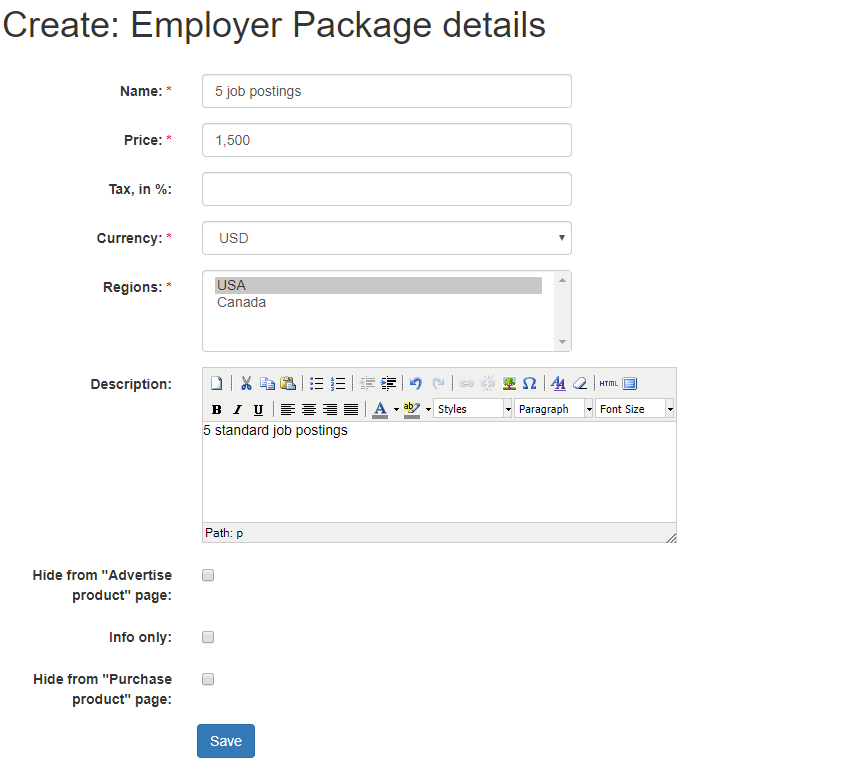 Create employer package