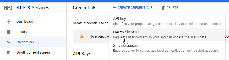 Create OAuth Client ID
