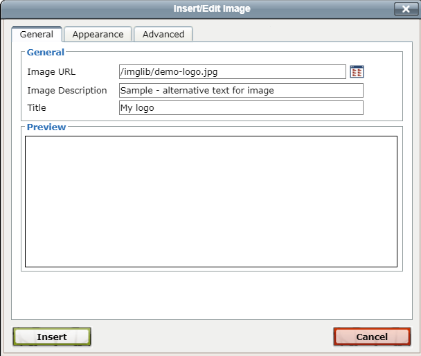 Edit image dialog box