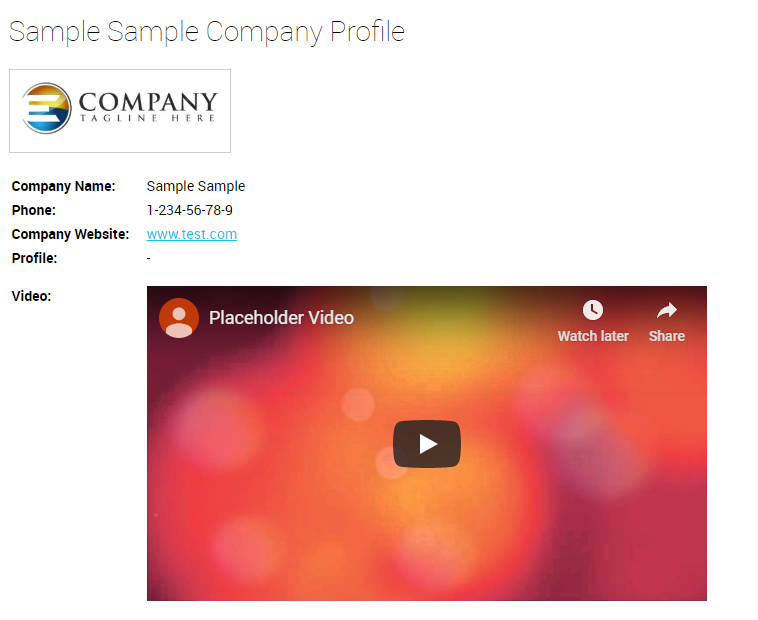 Employer profile video embed