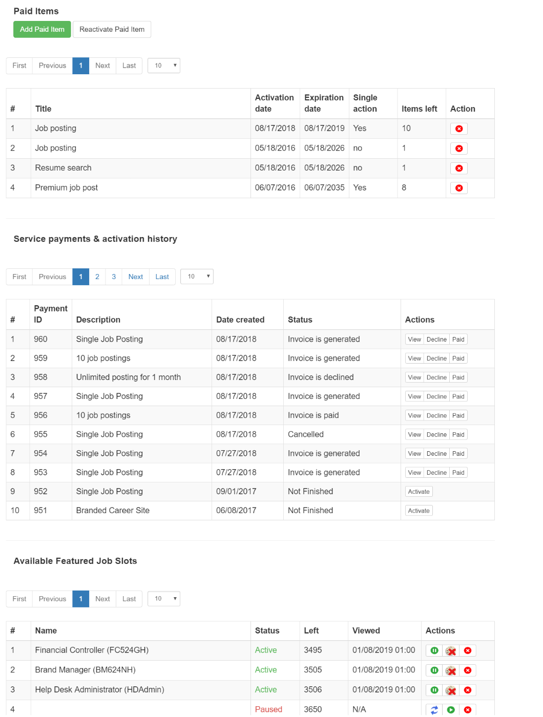 Employer services management in admin 2