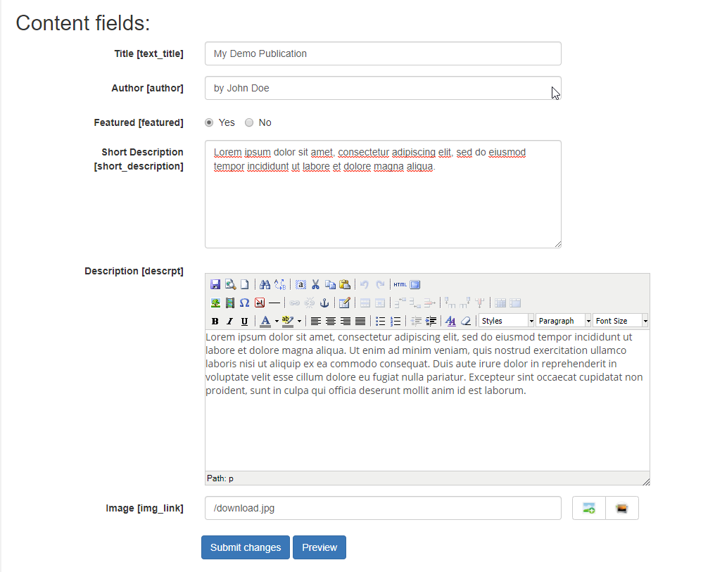 Featured article admin