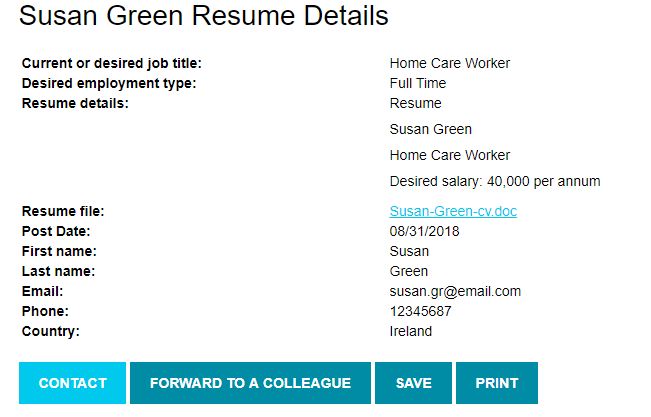 Full resume view