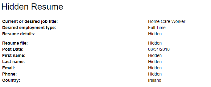 Hidden resume details view