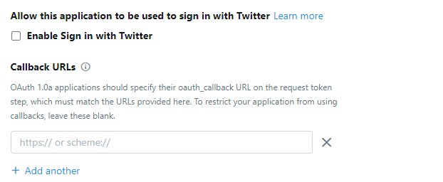 Sign in with Twitter disabled