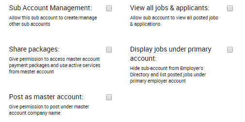 Sub accounts permissions