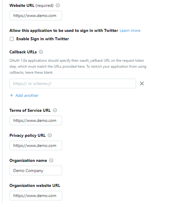 Twitter app details 2