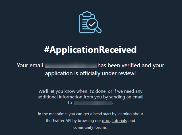 Twitter application received