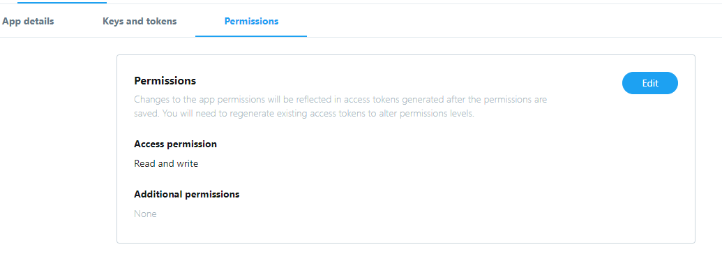 Twitter permissions