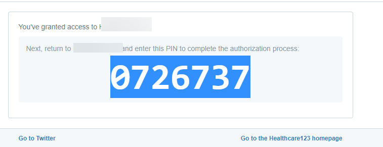 Twitter PIN code
